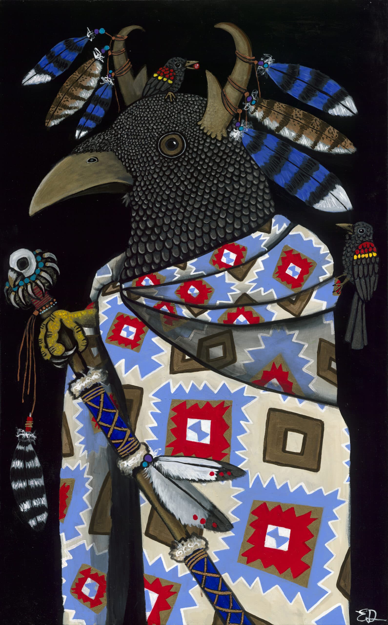 Tribal Council Member: Koga (Crow) a Painting by Elizabeth Dryden, presented by Western Gallery