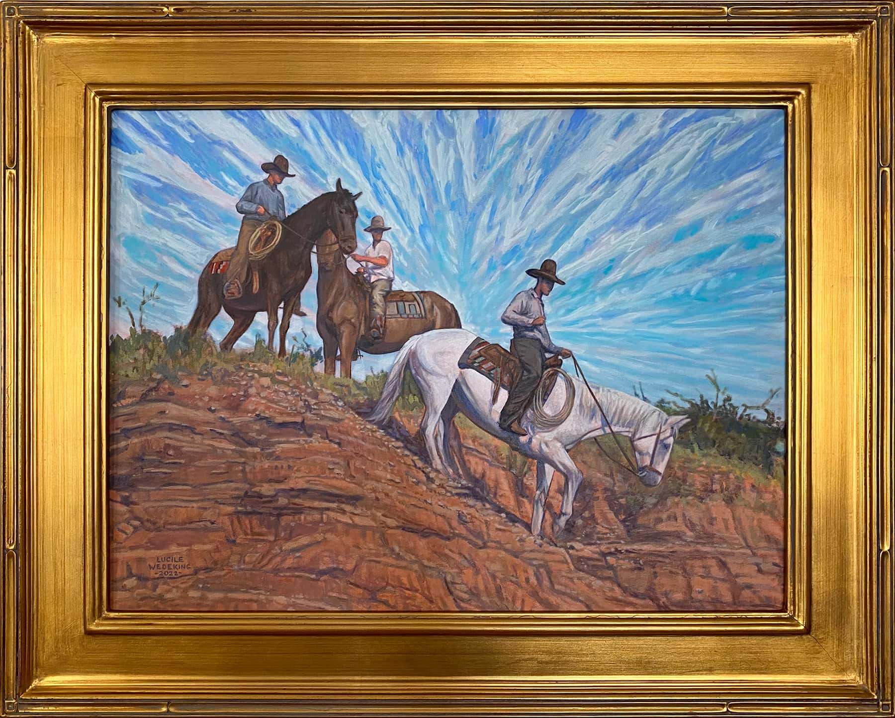 Caprock Cowboys a Painting by Lucile Wedeking, presented by Western Gallery