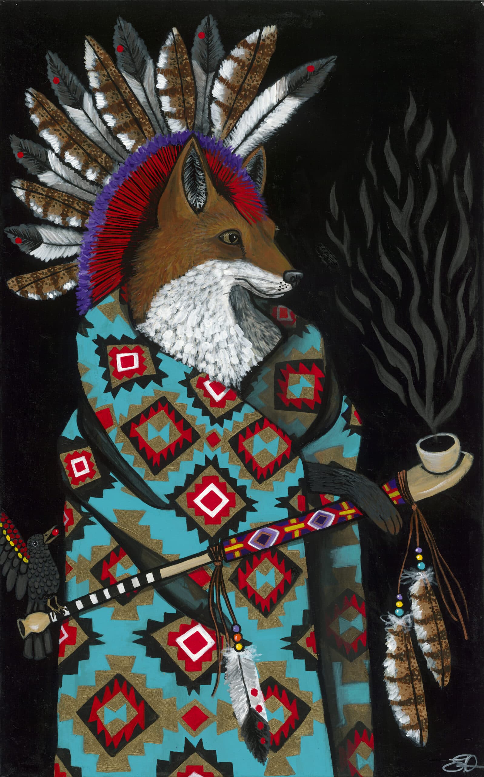 Tribal Council Member: Tsu - La (Fox) a Painting by Elizabeth Dryden, presented by Western Gallery