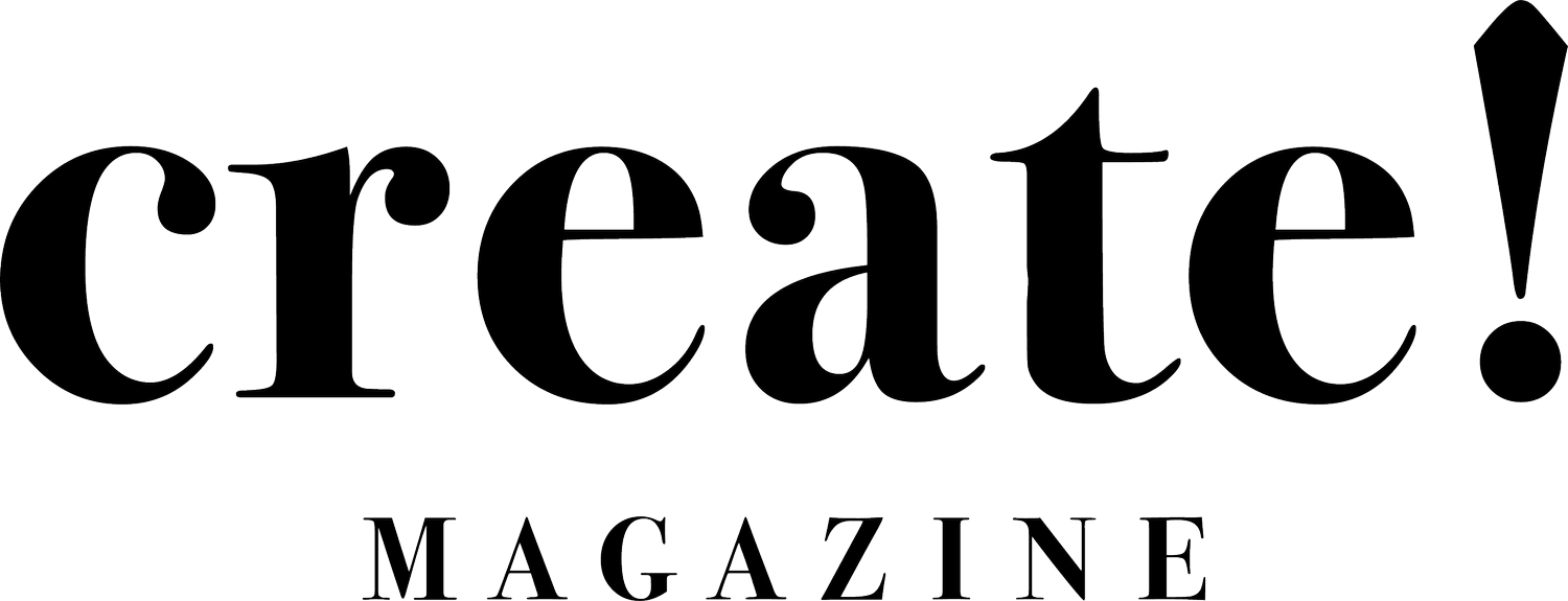 Black text 'create! MAGAZINE' on a white background