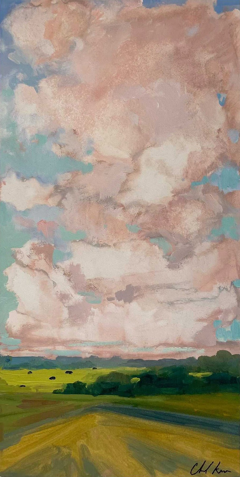 Cattle in the Distance a Painting by Chanel Kreuzer, presented by Western Gallery