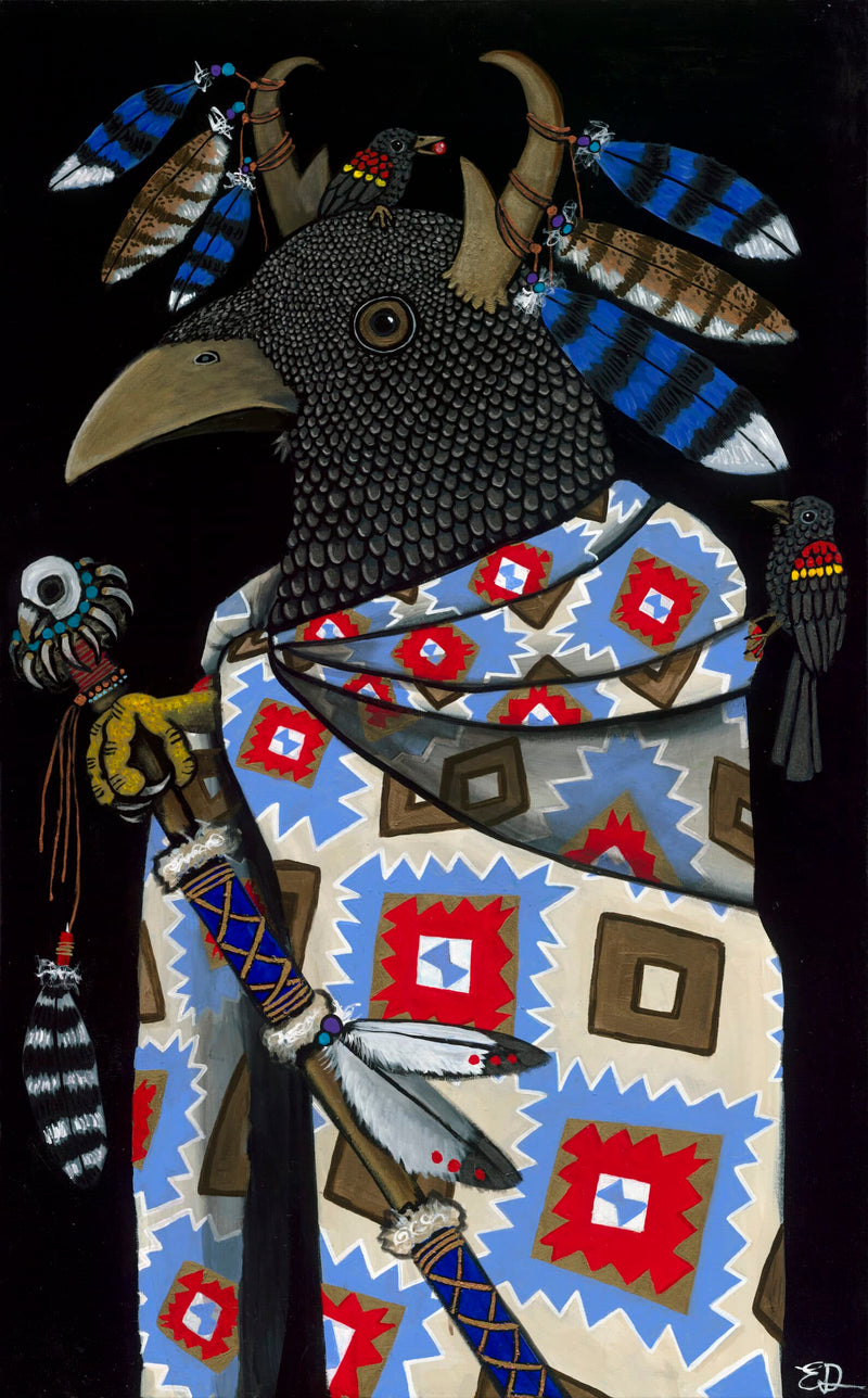 Tribal Council Member: Koga (Crow) a Painting by Elizabeth Dryden, presented by Western Gallery