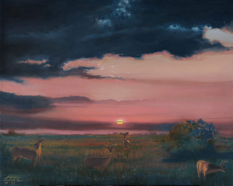 Sunset in the West a Painting by Leslie DeLeon, presented by Western Gallery